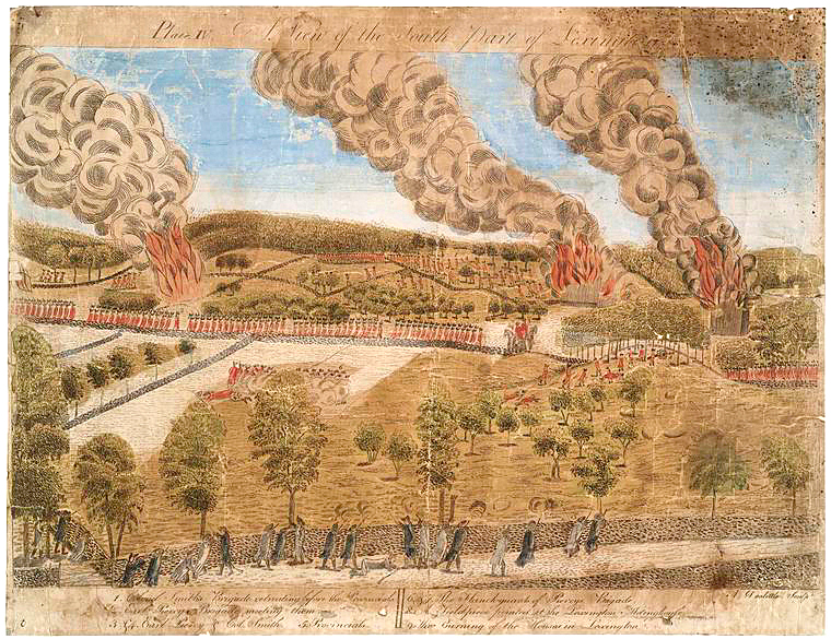 Lexington&rsquo;s battle, engraving, 1775