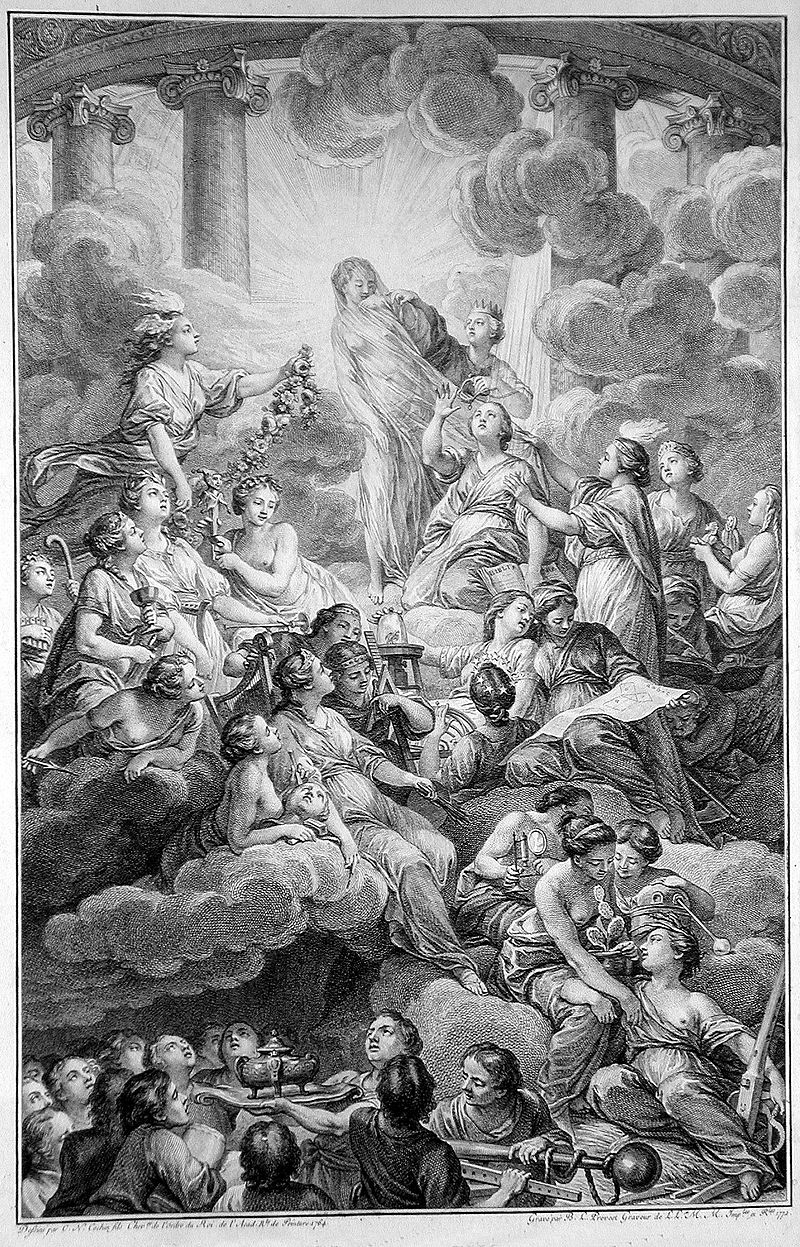 The Encyclopédie&rsquo;s frontispiece, drawn by Charles-Nicolas Cochin and engraved by Bonaventure-Louis Prévost, 1772